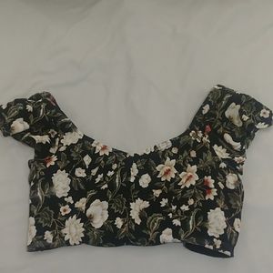 Floral American eagle crop top